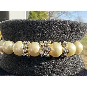 New Heidi Daus "Elegant‎ Tear Drop" Beads Crystal Toggle Bracelet color Cream